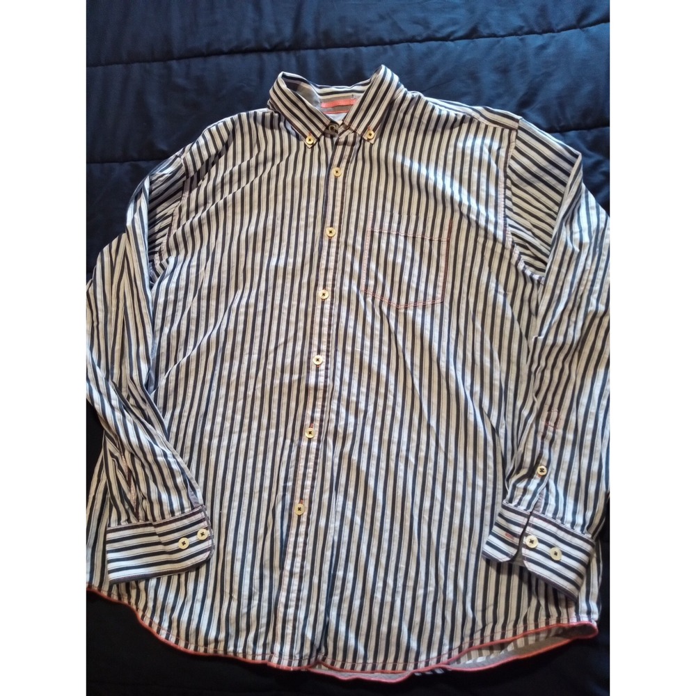 Tommy Bahama Men's Jeans Island Crafted Shirt Blue‎ White Stripe Size 2XL 18K